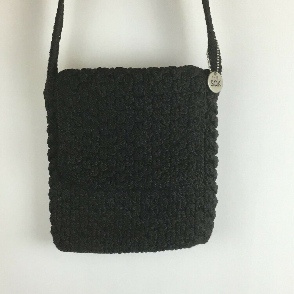 The Sak Black Crochet Small Crossbody Shoulder Bag